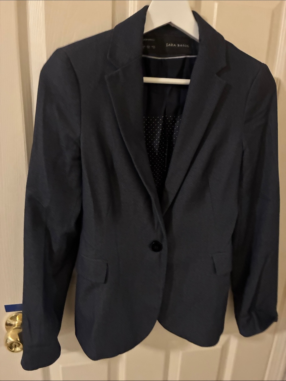 Zara Navy Single-Button Sport Coat